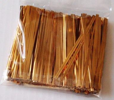 GOLD METALLIC 4 Inch Twistie Bag Ties (Qty 1000)